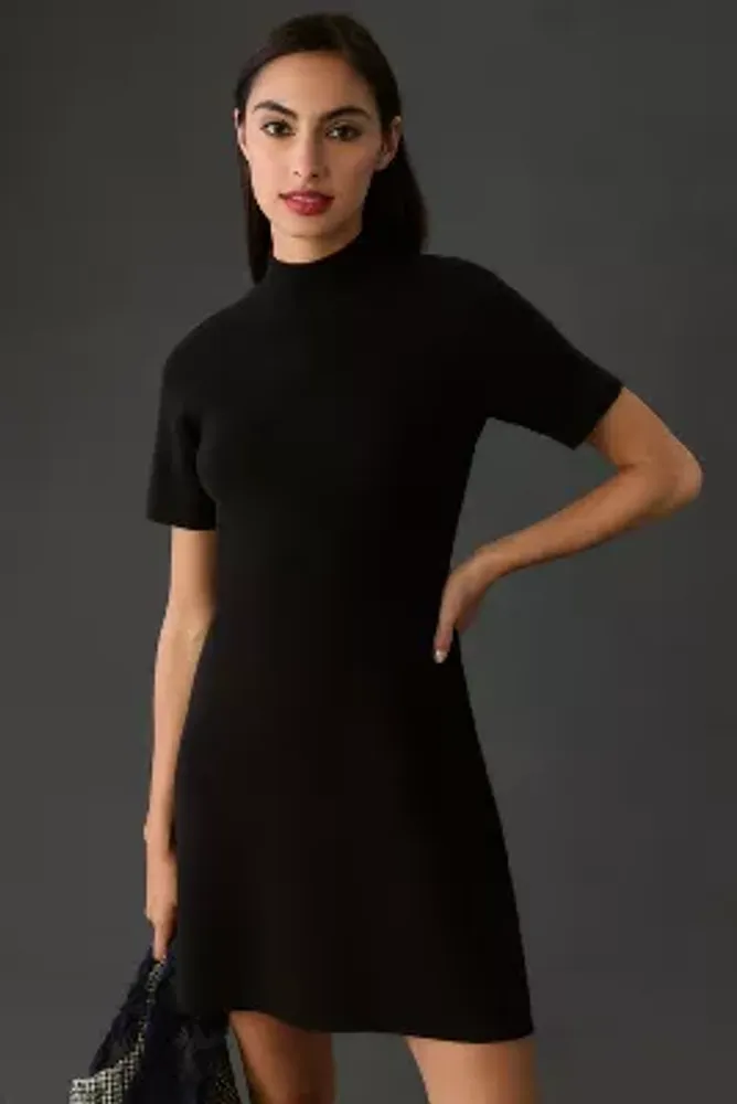 By Anthropologie Short-Sleeve Mock-Neck Mod Mini Dress