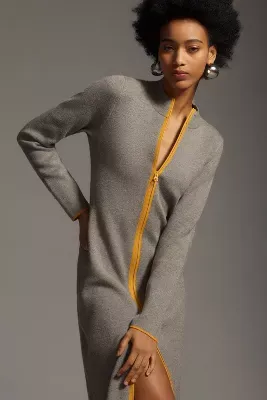 Maeve Half-Zip Long-Sleeve Sweater Dress