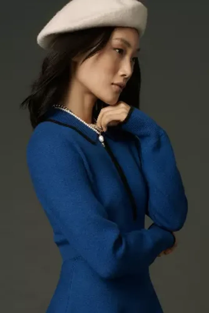 Maeve Long-Sleeve Half-Zip Sweater Mini Dress