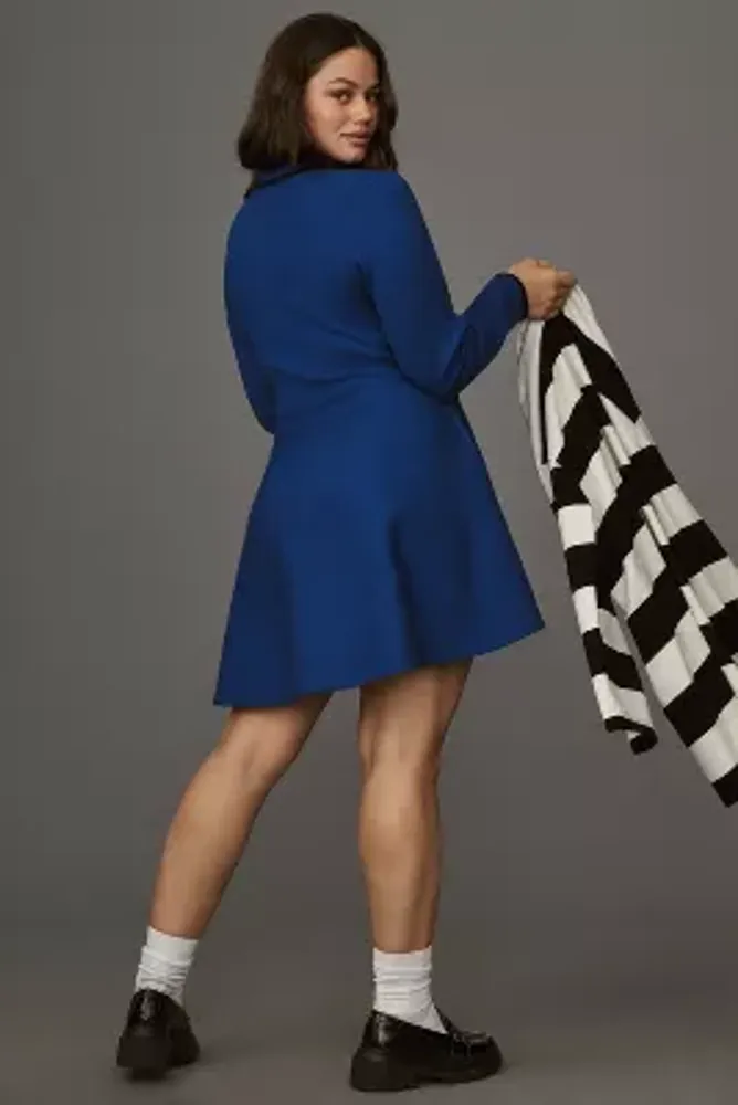 Maeve Long-Sleeve Half-Zip Sweater Mini Dress