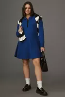 Maeve Long-Sleeve Half-Zip Sweater Mini Dress