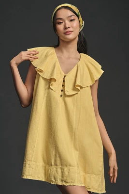 Pilcro V-Neck Ruffle Linen Mini Dress