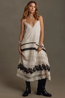 By Anthropologie Sleeveless V-Neck Lace Midi Dress