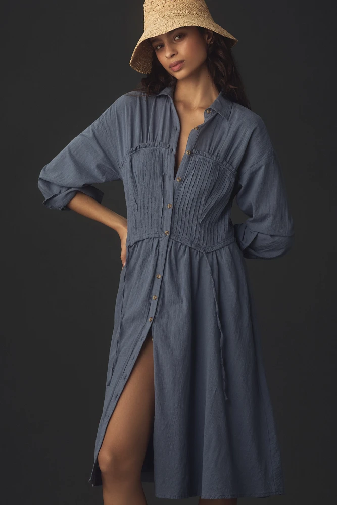 Pilcro Corset Midi Shirt Dress