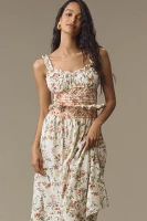 By Anthropologie Sleeveless Smocked-Waist Ruffled Midi Dres