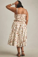 By Anthropologie Sleeveless Smocked-Waist Ruffled Midi Dres