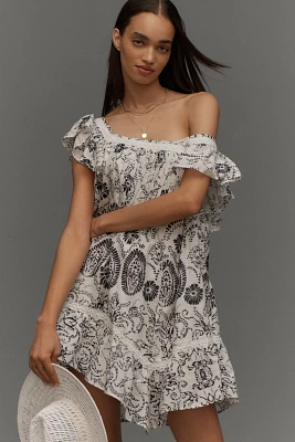 Maeve Flutter-Sleeve Babydoll Mini Dress