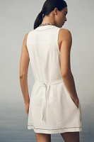 Pilcro Sleeveless Linen Blend V-Neck Button-Front Mini Dress