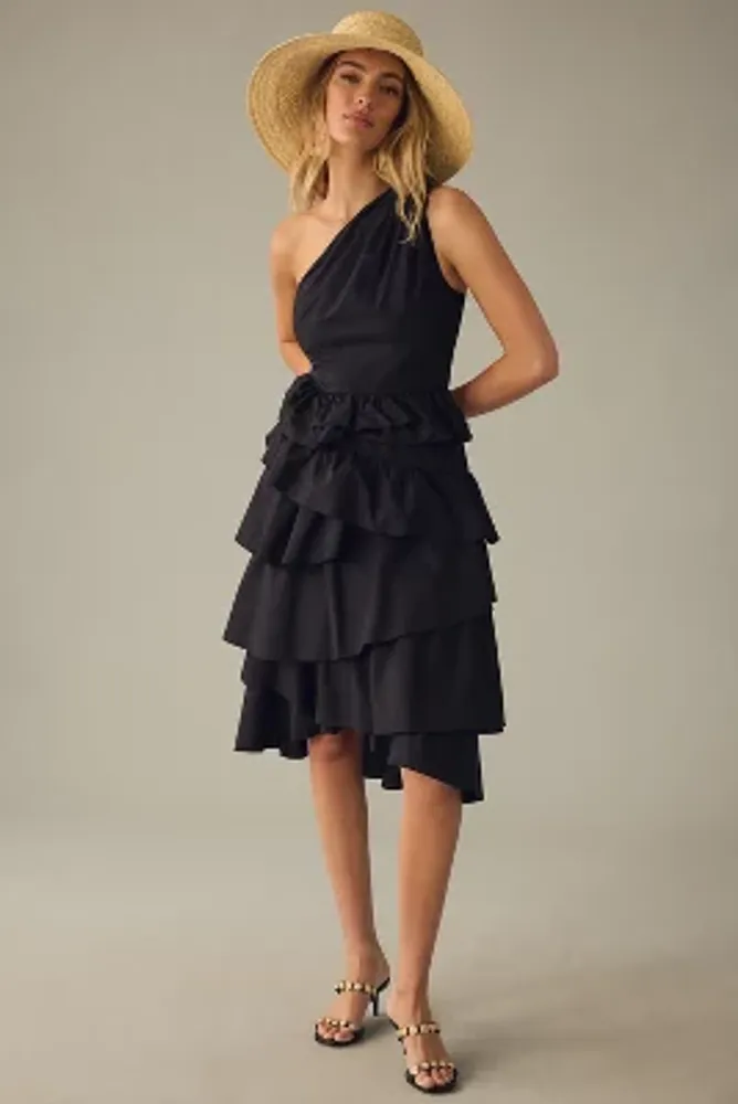 anthropologie tiered black dress