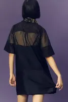Maeve Short-Sleeve Embellished Collar Shift Mini Dress