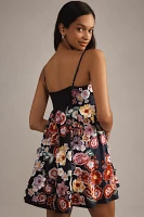 By Anthropologie Sleeveless 3D Floral Babydoll Mini Dress