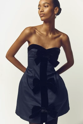 Maeve Strapless Bow Velvet Mini Dress