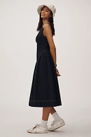 By Anthropologie High-Neck Seamed Midi Dress