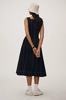 By Anthropologie High-Neck Seamed Midi Dress