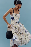 Maeve Cotton Sleeveless Square-Neck Tile Printed Midi Dress