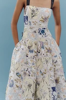 Maeve Cotton Sleeveless Square-Neck Tile Printed Midi Dress
