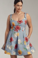 Maeve Scoop-Neck Printed Cotton Mini Dress