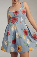 Maeve Scoop-Neck Printed Cotton Mini Dress