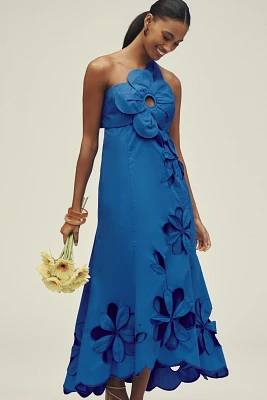 By Anthropologie One-Shoulder Cutwork Dress