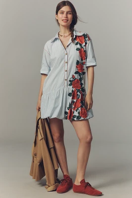 Maeve Short-Sleeve Bubble Mini Shirt Dress