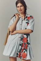 Maeve Short-Sleeve Bubble Mini Shirt Dress