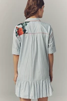 Maeve Short-Sleeve Bubble Mini Shirt Dress