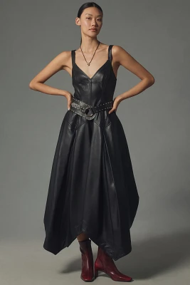 Pilcro Sleeveless Faux Leather Corset Midi Dress