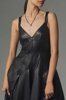 Pilcro Sleeveless Faux Leather Corset Midi Dress