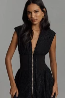 The Tommie Cap-Sleeve Smocked Front-Zip Shirt Dress: Lace Edition