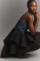 Pilcro Sleeveless Denim Bodice Tiered Mini Dress