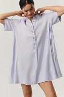 The Pollie Short-Sleeve Swing Tunic Mini Dress: Linen Blend Edition