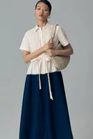 Shoshanna Short-Sleeve Belted Shirt Dress