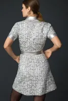 Shoshanna Ricky Short-Sleeve Sequin Mini Shirt Dress