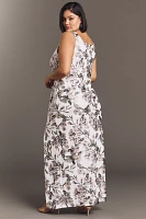 Adrianna Papell Plus Floral Foil Crepe Maxi Dress