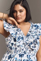 Adrianna Papell Plus Printed Ruffle Midi Dress