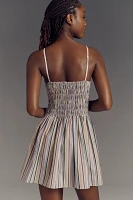 Faithfull Laia Sleeveless High-Neck Smocked A-Line Mini Dress