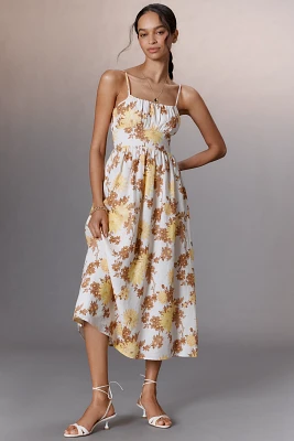 Faithfull Lora Sleeveless Square-Neck Midi Dress