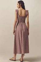 Faithfull Eudora Ruffle-Sleeve Scoop-Neck A-Line Midi Dress