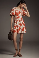Greylin Lucy Puff-Sleeve Square-Neck Mini Dress
