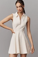 Greylin Sydney Cotton-Linen Collared Sleeveless Mini Dress