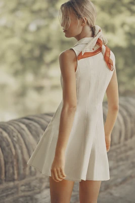 Greylin Sydney Cotton-Linen Collared Sleeveless Mini Dress