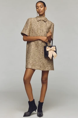 Sunday Brooklyn Textured Shine Mini Shirt Dress