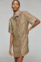 Sunday Brooklyn Textured Shine Mini Shirt Dress