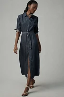 Bella Dahl Long-Sleeve Western Linen Midi Shirt Dress