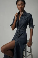 Bella Dahl Long-Sleeve Western Linen Midi Shirt Dress