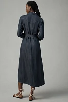 Bella Dahl Long-Sleeve Western Linen Midi Shirt Dress