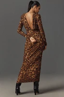 AFRM Kay Long-Sleeve V-Neck Mesh Maxi Dress