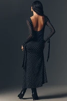 AFRM Marion Long-Sleeve Crew-Neck Mesh Maxi Dress