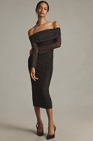 AFRM Praya Off-The-Shoulder Mesh Midi Dress