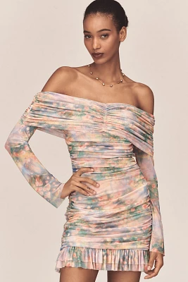 AFRM Fay Off-The-Shoulder Mesh Mini Dress